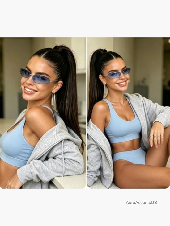 Vintage Y2K Wrap Around Sunglasses Retro 2000s Oval Metal Frame Unisex UV400 main image 4
